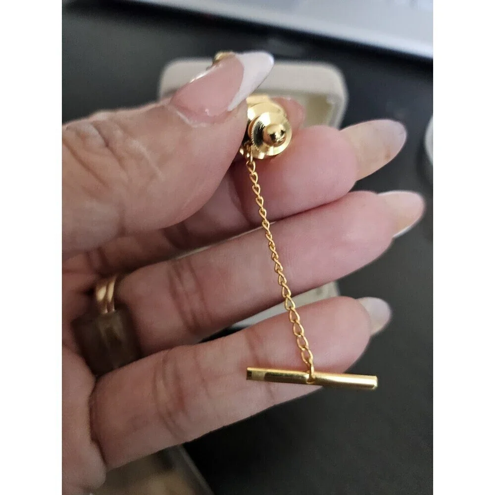 Vintage Anson Men's Tie Pin  Genuine Stone Gold Plated.
